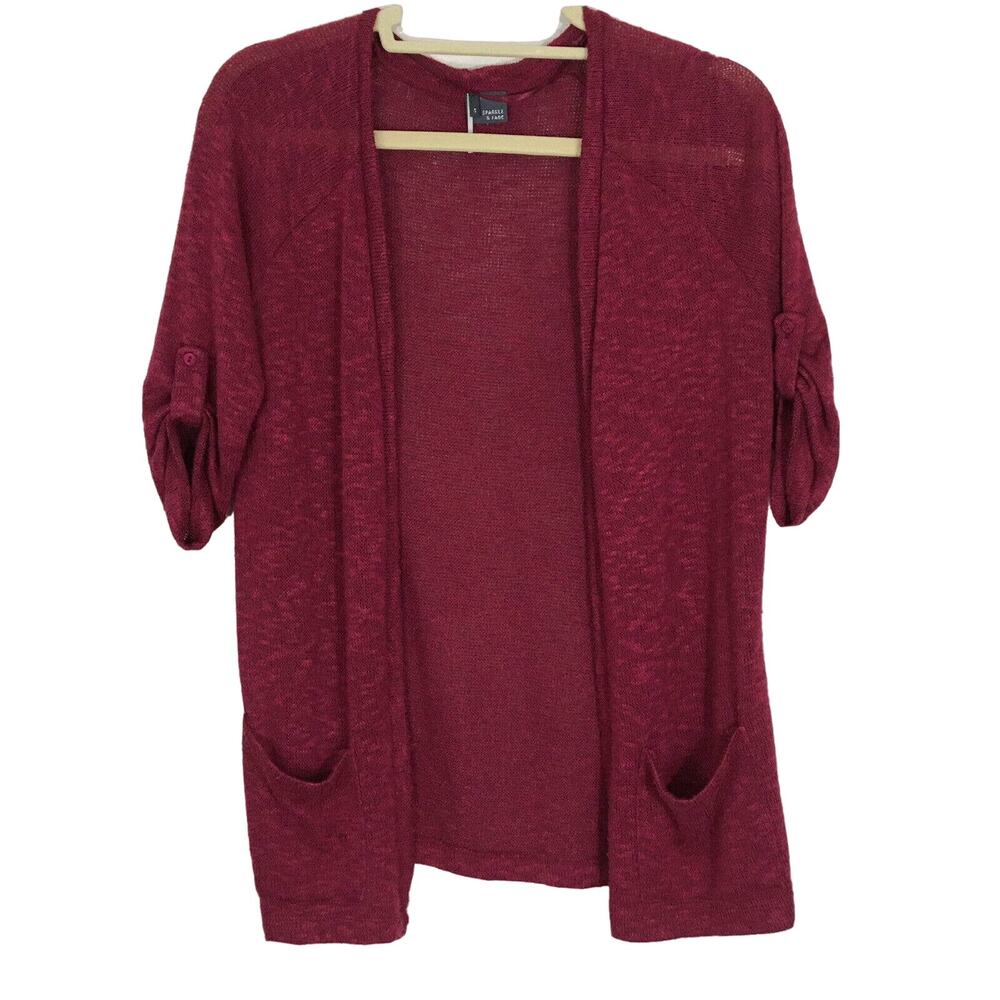 Urban Outfitters Short Sleeve Open Front Sweater Cardigan Roll Tab Sleeves Small